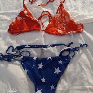 red white and blue stars bikini size med